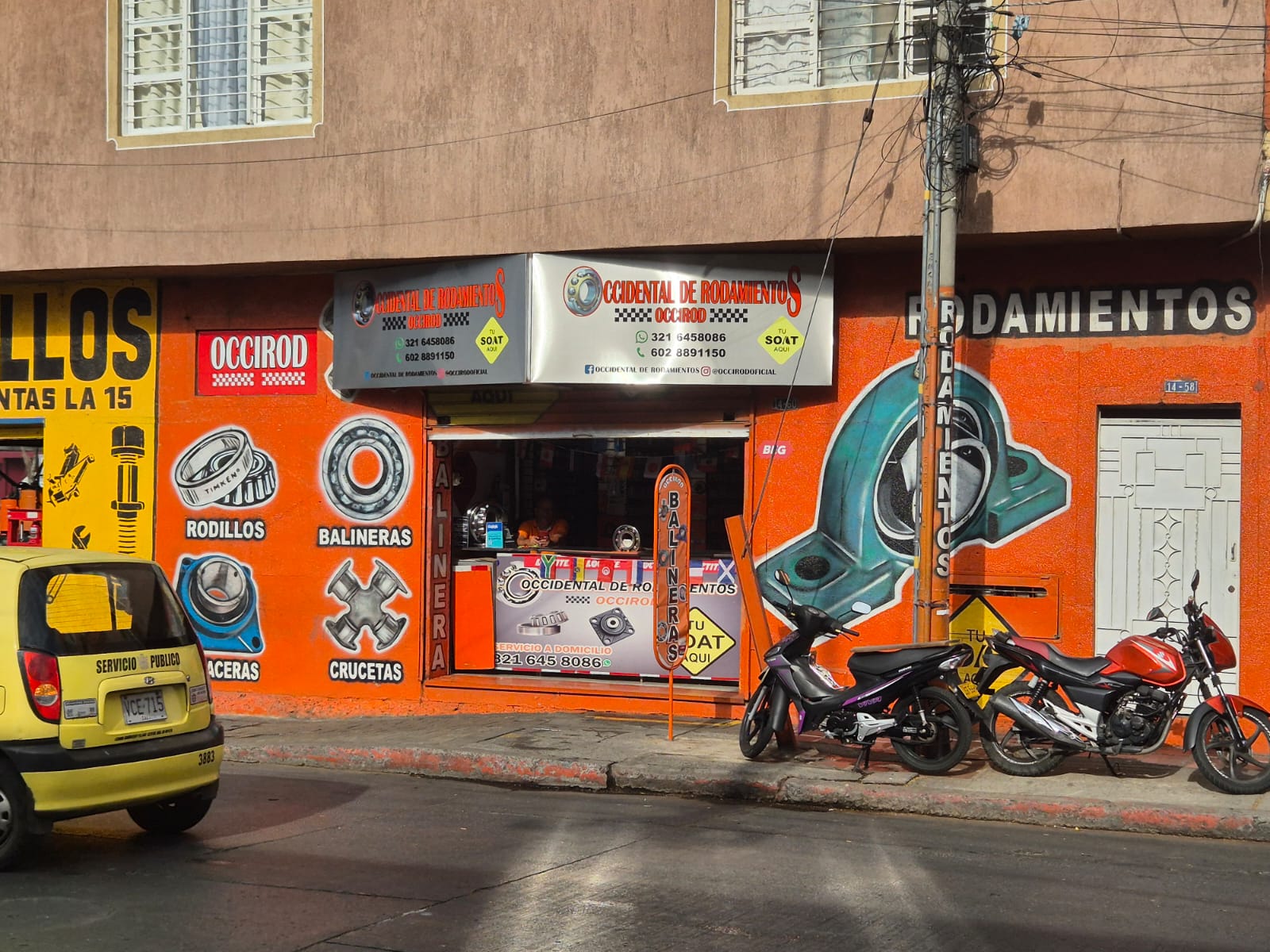 Local OCCIROD - Vista lateral con mural de rodamientos
